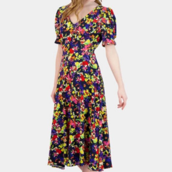 julia jordan Dresses & Skirts - NWT Julia Jordan Short Sleeve V-Neck Button Midi Dress.  SZ 4